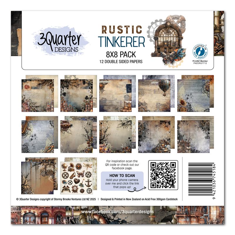 3 Quarter Designs - Rustic Tinker Collection 8x8 Pack