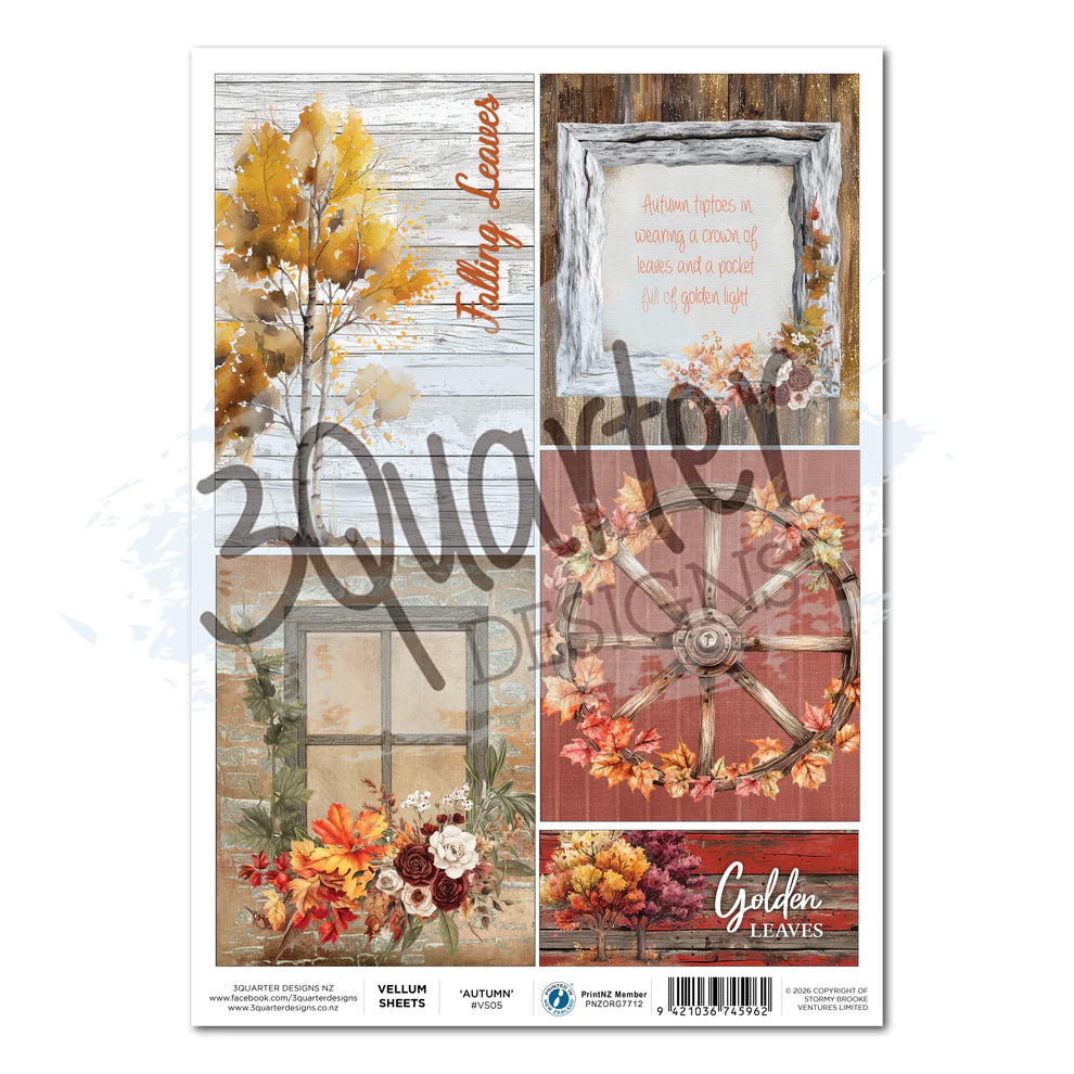 3 Quarter Designs - Vellum Sheet - Autumn