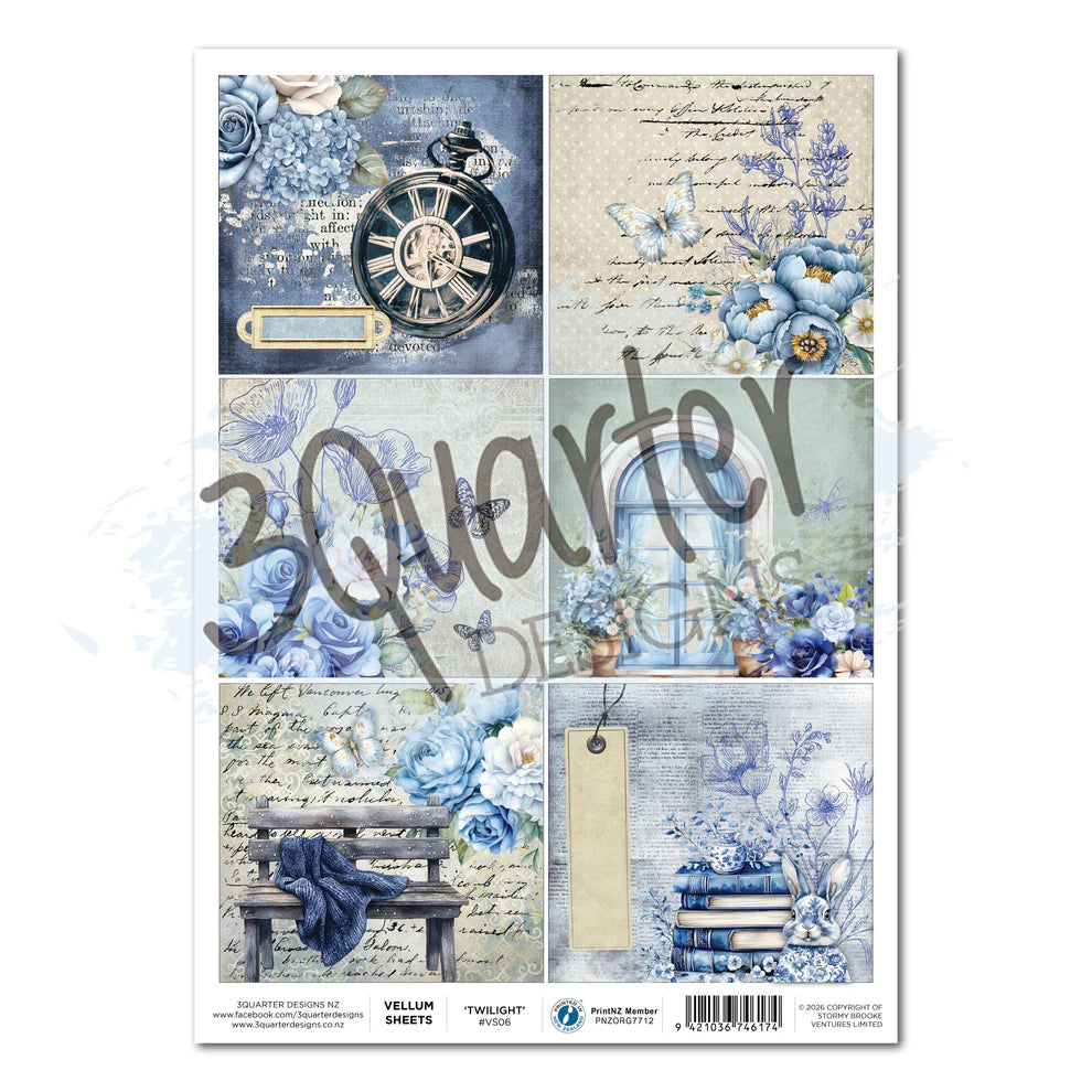 3 Quarter Designs - Vellum Sheet  - Twilight Ink