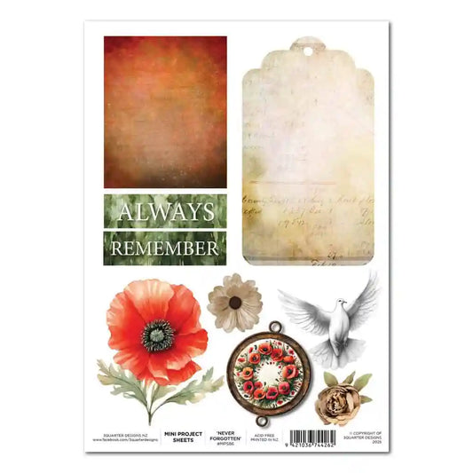 3 Quarter Designs - Mini Project Sheets - Never Forgotten