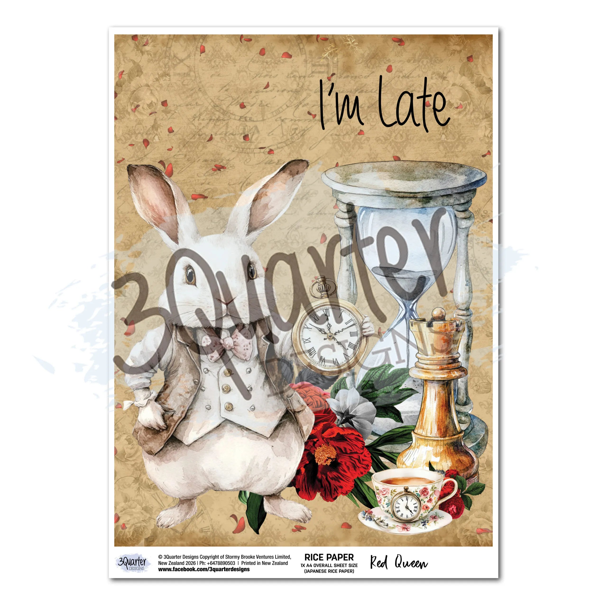 3 Quarter Designs - Rice Paper  - Red Queen