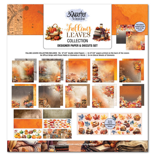 3 Quarter Designs - Falling Leaves Collection 12 x 12 Kit & Diecuts Set
