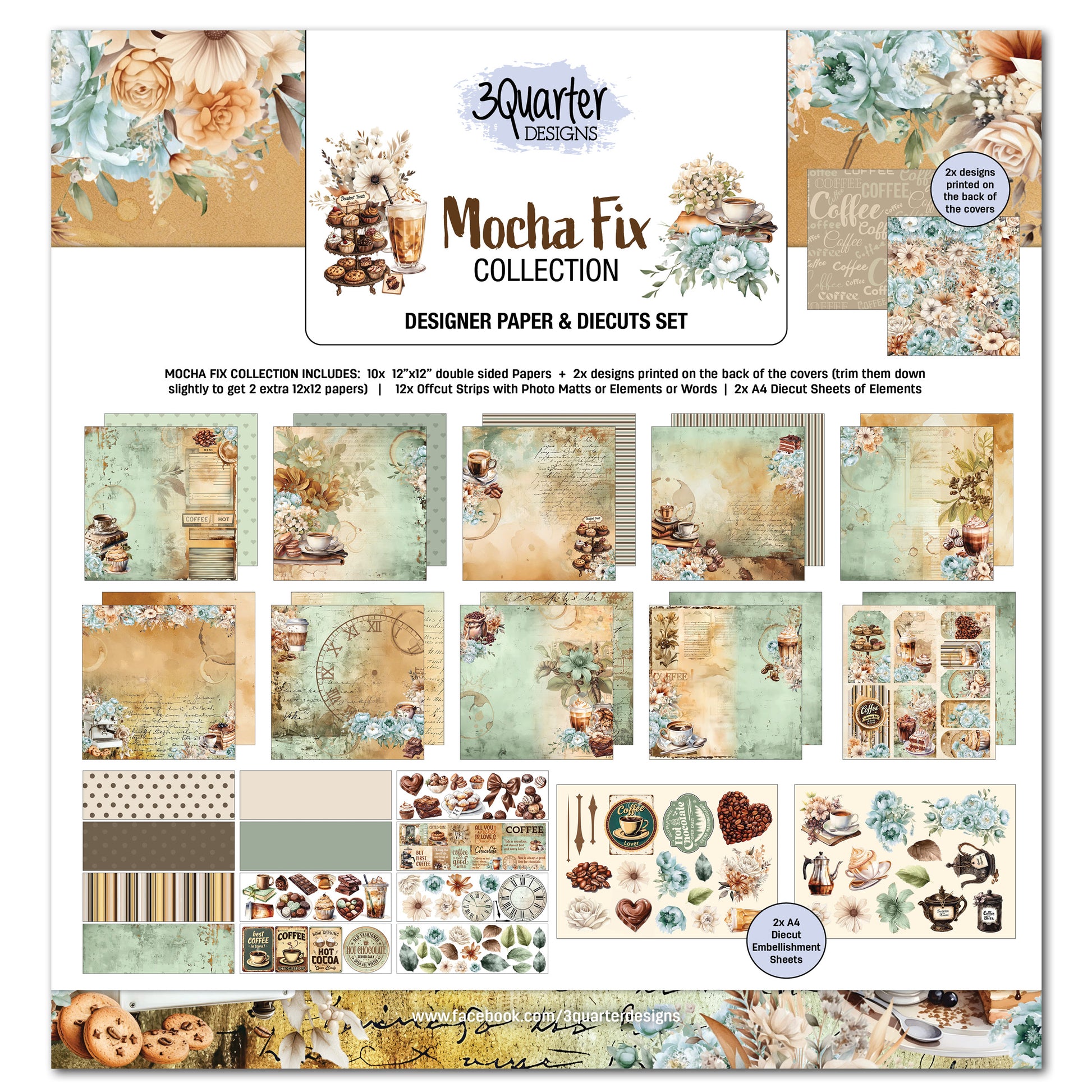 3 Quarter Designs - Mocha Fix Collection Designer Paper & Diecuts Set
