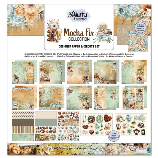 3 Quarter Designs - Mocha Fix Collection Designer Paper & Diecuts Set