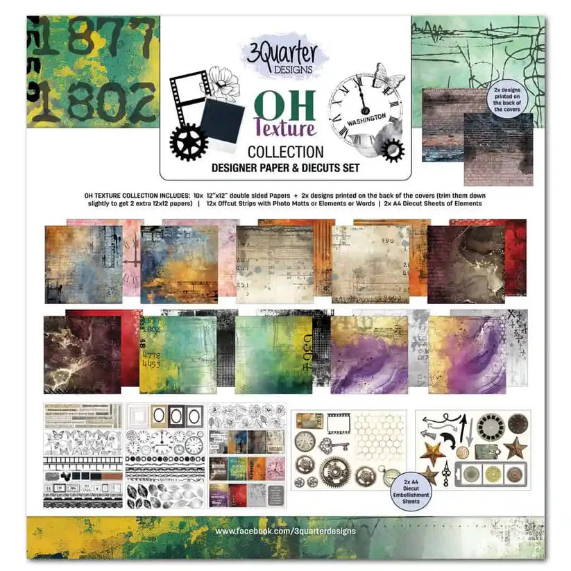3 Quarter Designs - Oh Texture Collection Designer Paper & Diecuts Set
