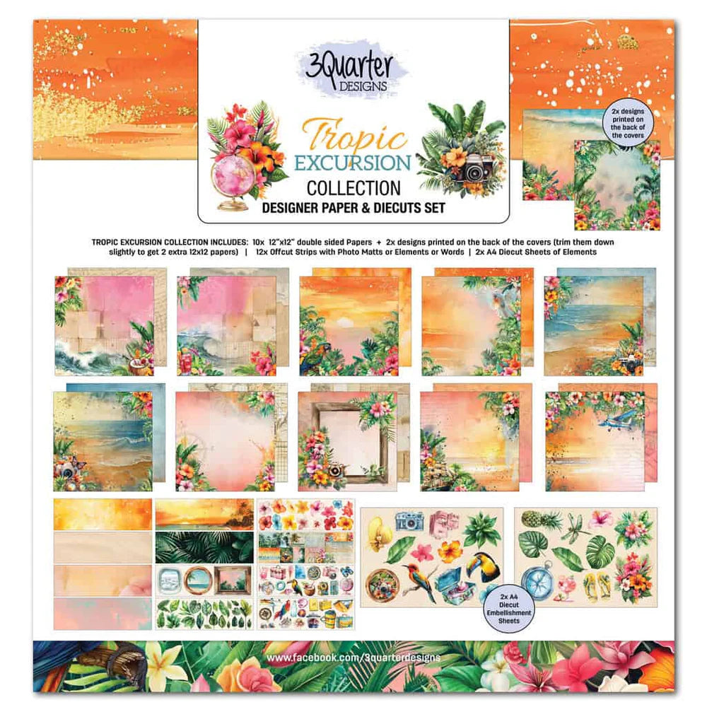 3 Quarter Designs - Tropic Excursion Collection Designer Paper & Diecuts Set