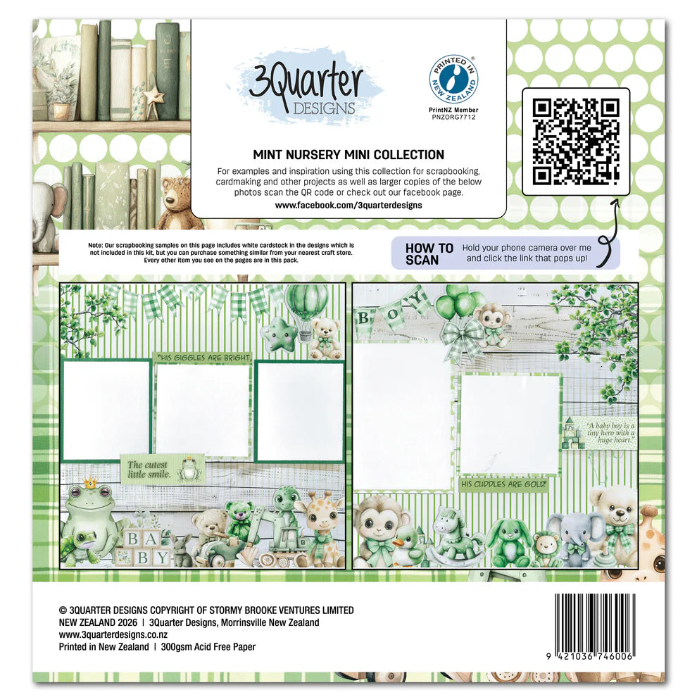 3 Quarter Designs - Mint Nursery Mini Collection Designer Paper & Diecuts Set