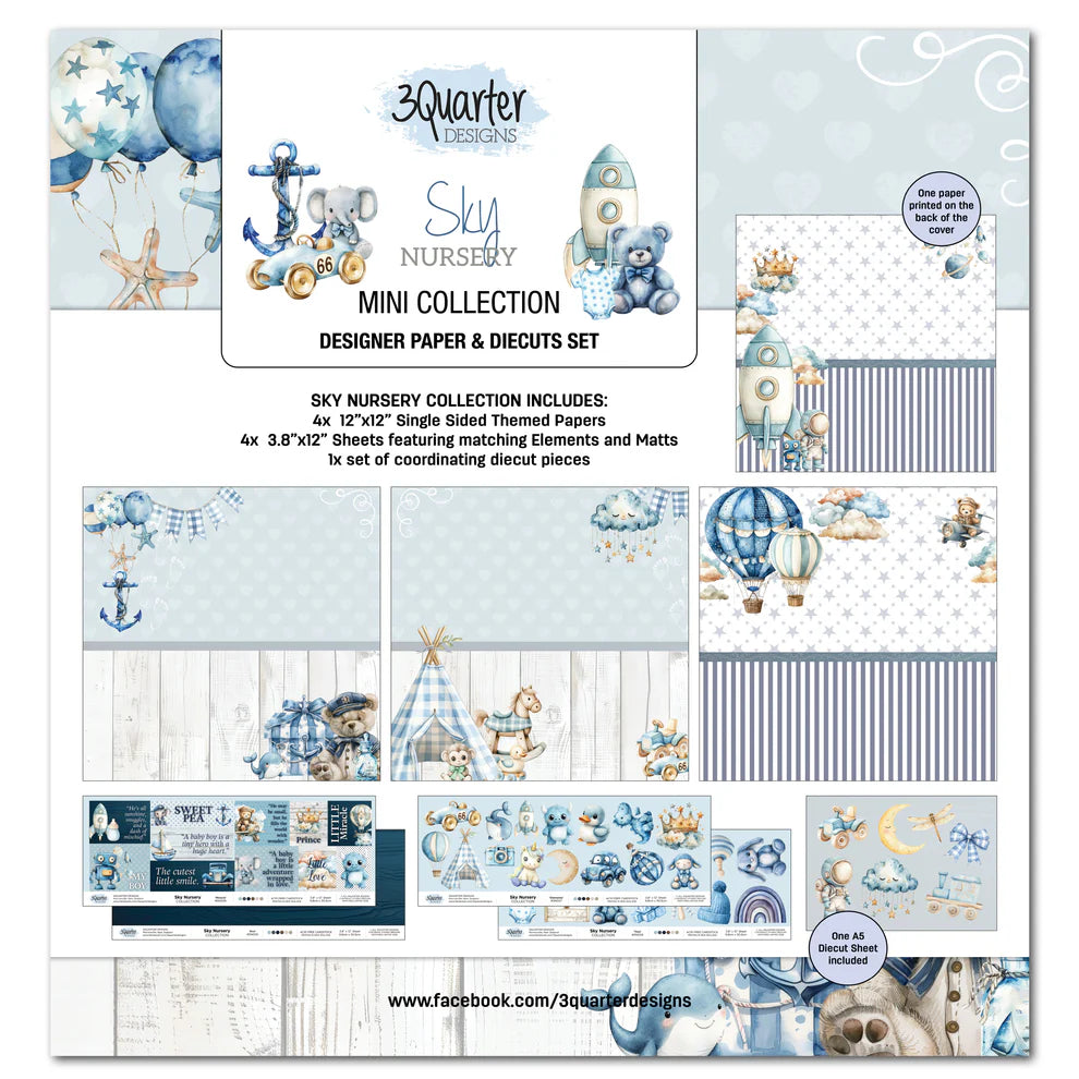 3 Quarter Designs - Sky Nursery Mini Collection Designer Paper & Diecuts Set