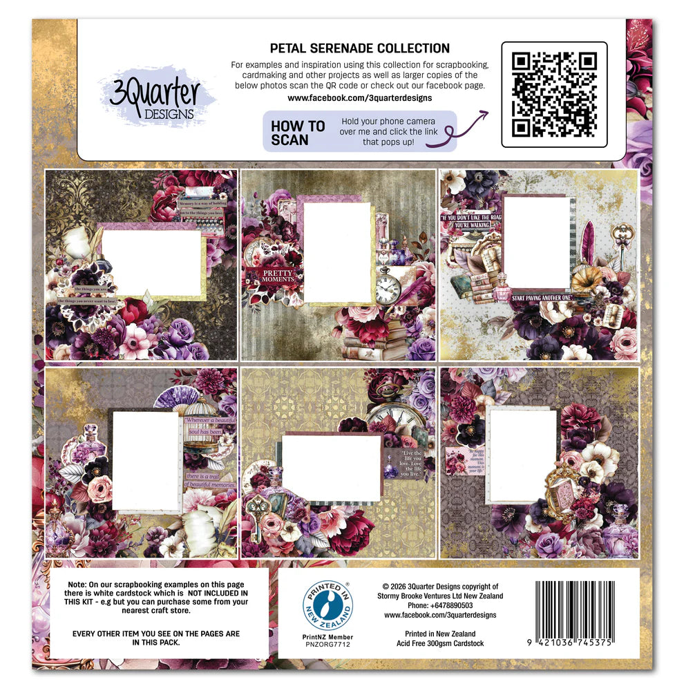 3 Quarter Designs -Petal Serenade Collection Designer Paper & Diecuts Set