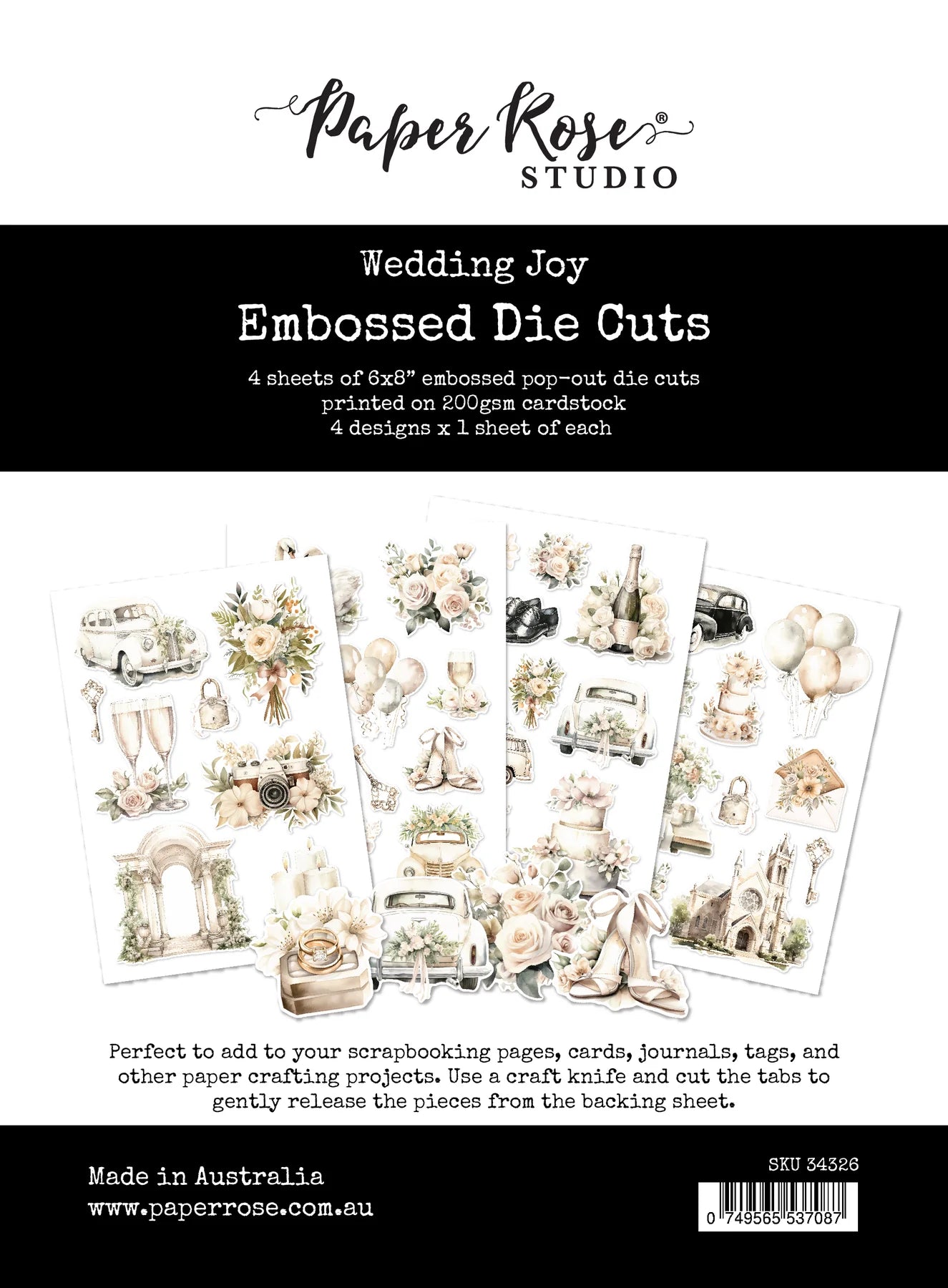 Paper Rose Embossed Die Cuts - Wedding Joy