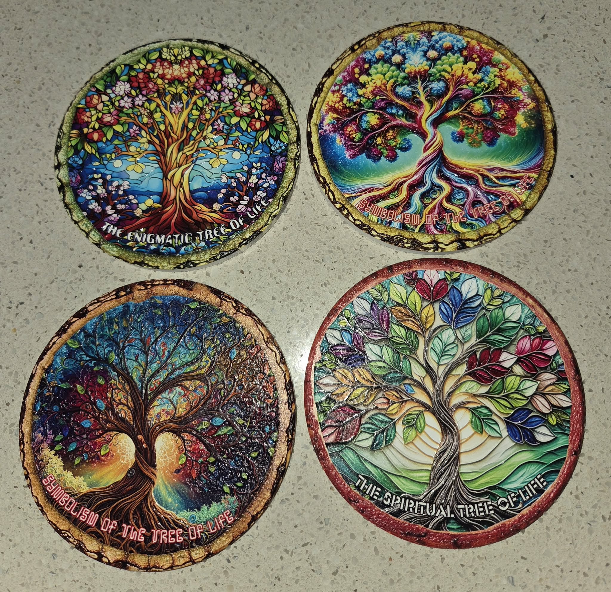 Coasters - 10cm Round Tree Of Life Seasons (set of 4)
