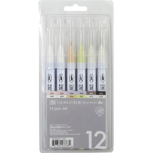 Kuretake Zig - Clean Colour Real Brush Set 12pk Gentle Colours