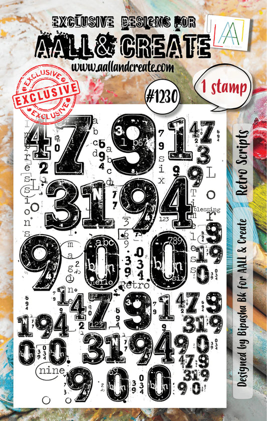 AALL & CREATE - A7 Stamps - Retro Scripts #1230