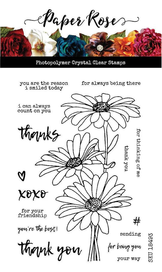 Paper Rose -  Clear Stamp Set - Daisy Bouquet 4x6 Set