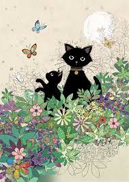 Bug Art Luxury Greeting Cards -Garden Kitties