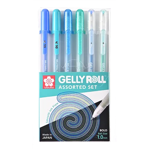 Sakura Gelly Roll - Blue & Green Assorted 6pc