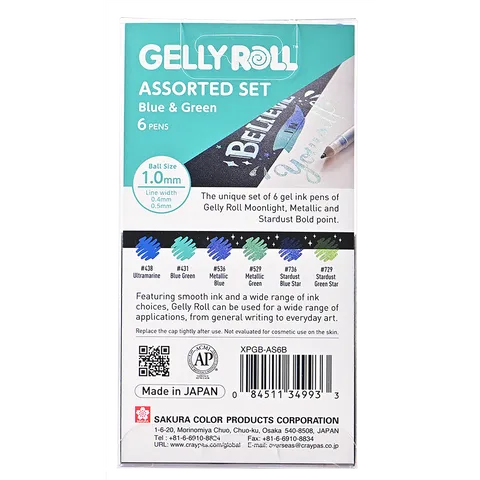 Sakura Gelly Roll - Blue & Green Assorted 6pc
