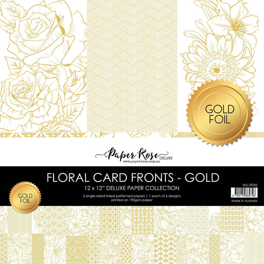 Paper Rose -  Floral card Fronts - 12'' x 12'' Gold  Collection