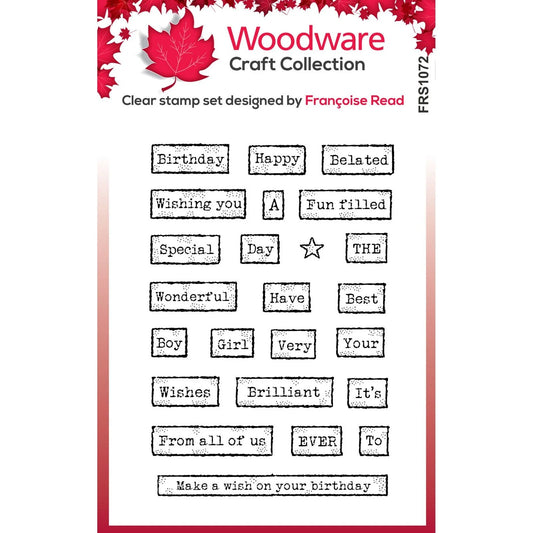 Woodware Craft Collection - Birthday Tape Words