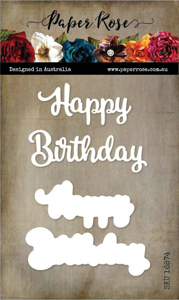 Paper Rose -  Metal Cutting Die - Happy Birthday Large