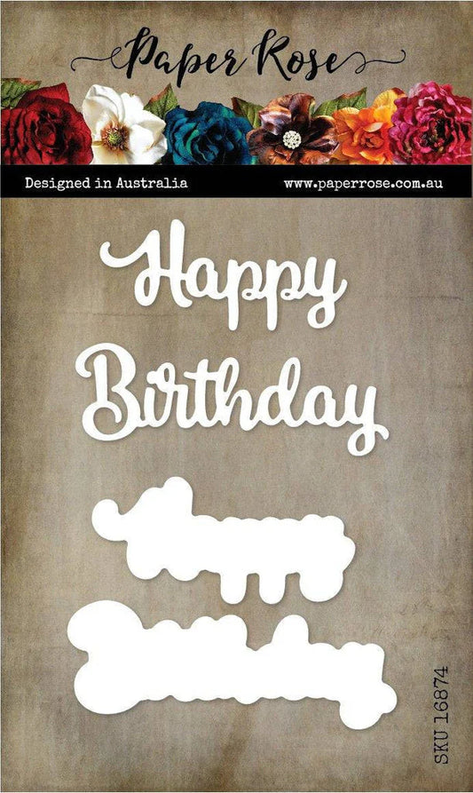 Paper Rose -  Metal Cutting Die - Happy Birthday Large