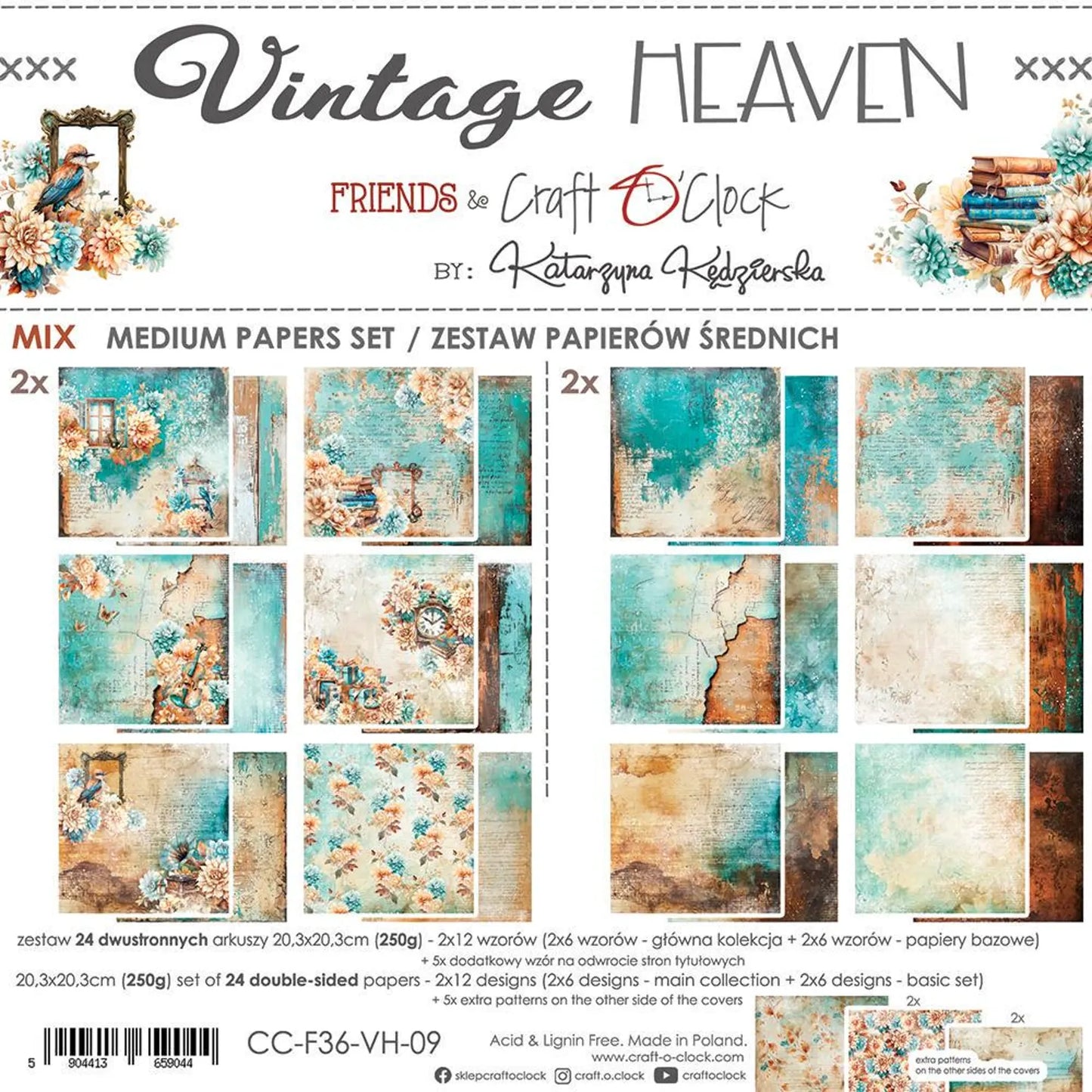 Craft O'Clock -  Vintage Heaven Mix 8"x 8" Paper Collection Pack