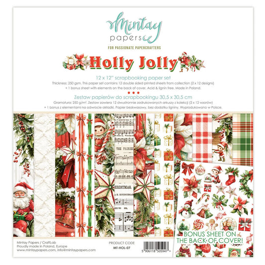 Mintay Papers - Holly Jolly 12 x 12 Scrapbooking Paper set