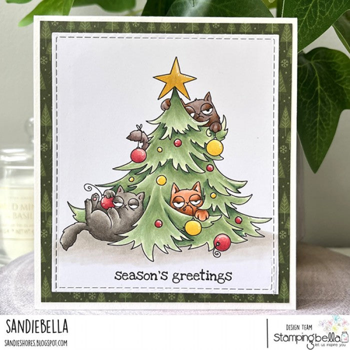 Stamping Bella -  Cling Stamps - Oddball Christmas Cats In The Tree