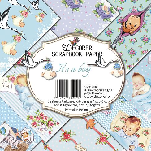Decorer Scrapbook Paper -Baby Boy - 6x6