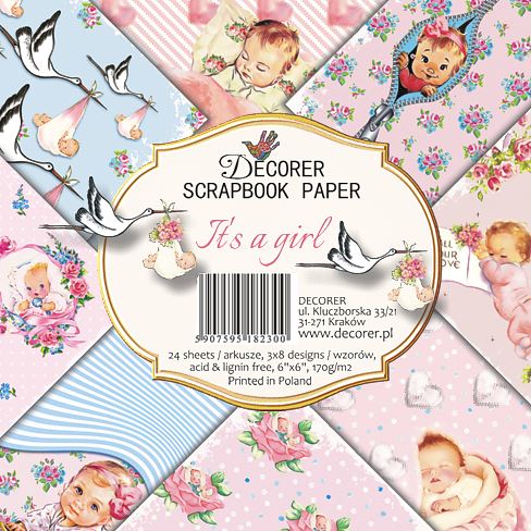 Decorer Scrapbook Paper -Baby Girl - 6x6
