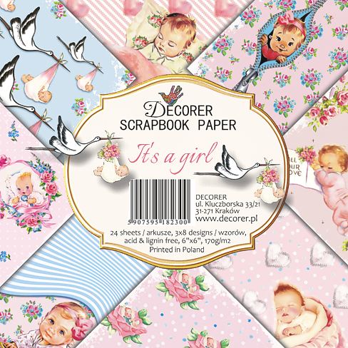 Decorer Scrapbook Paper -Baby Girl - 6x6