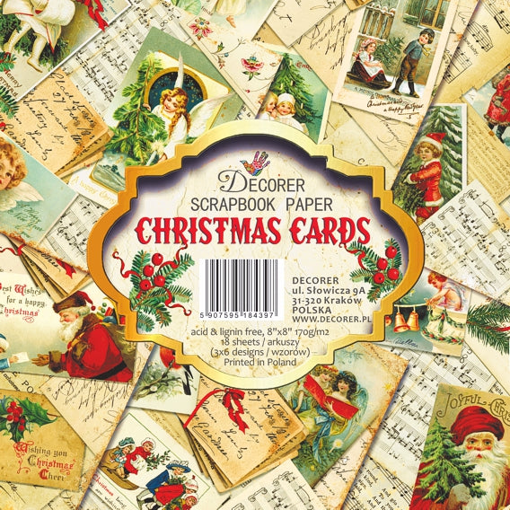 Decorer Scrapbook Paper - Christmas Cards - 8x8