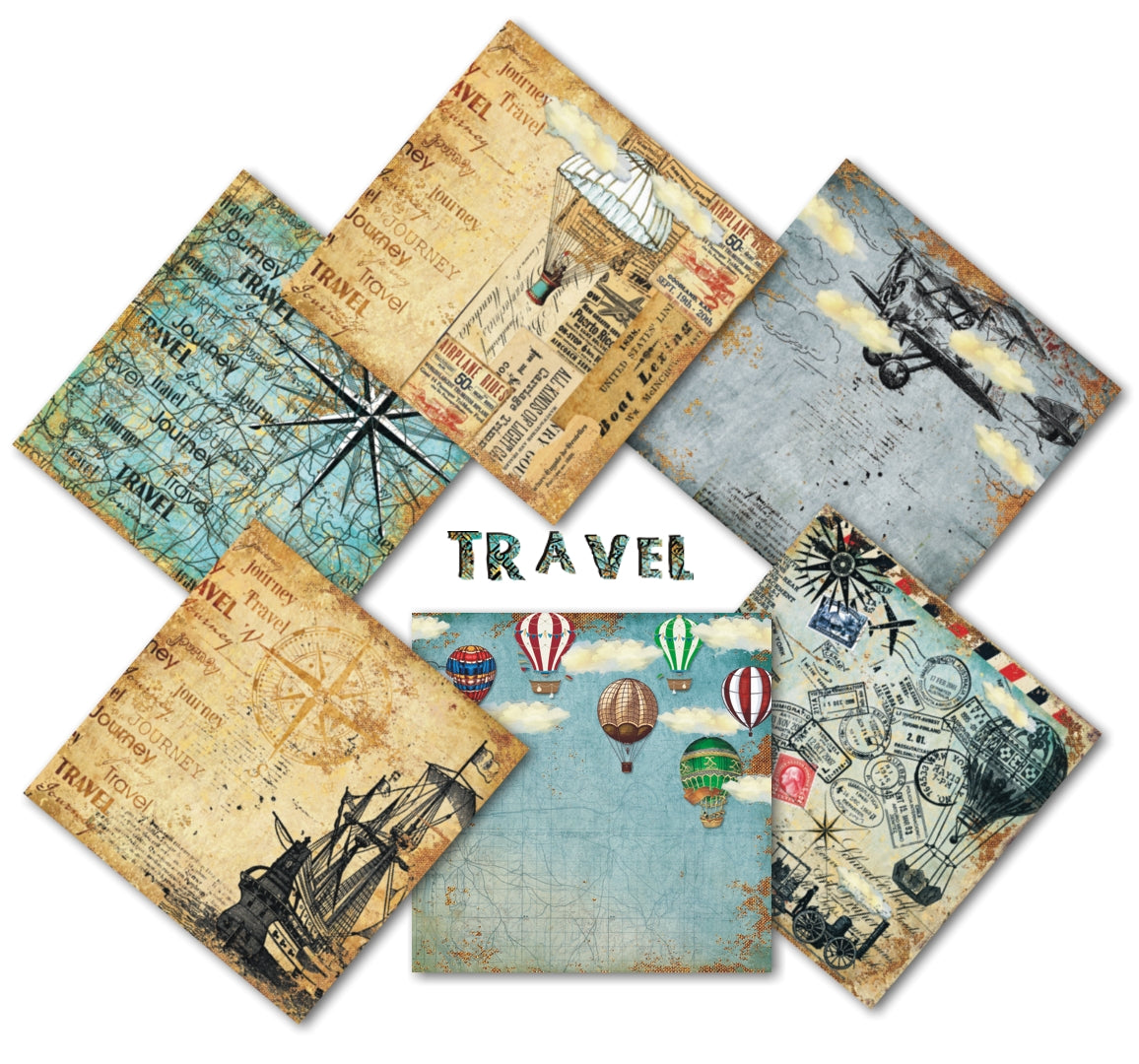 Decorer Scrapbook Paper - Travel - 8x8