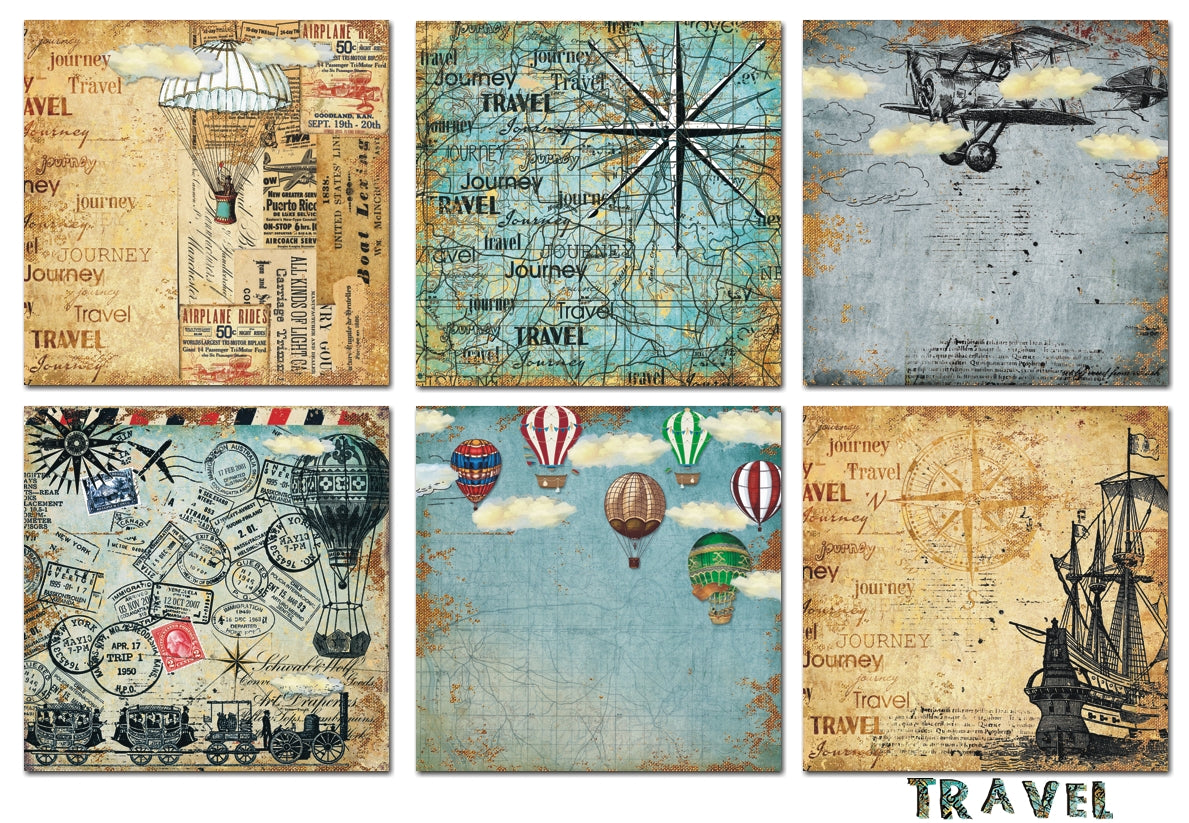 Decorer Scrapbook Paper - Travel - 8x8