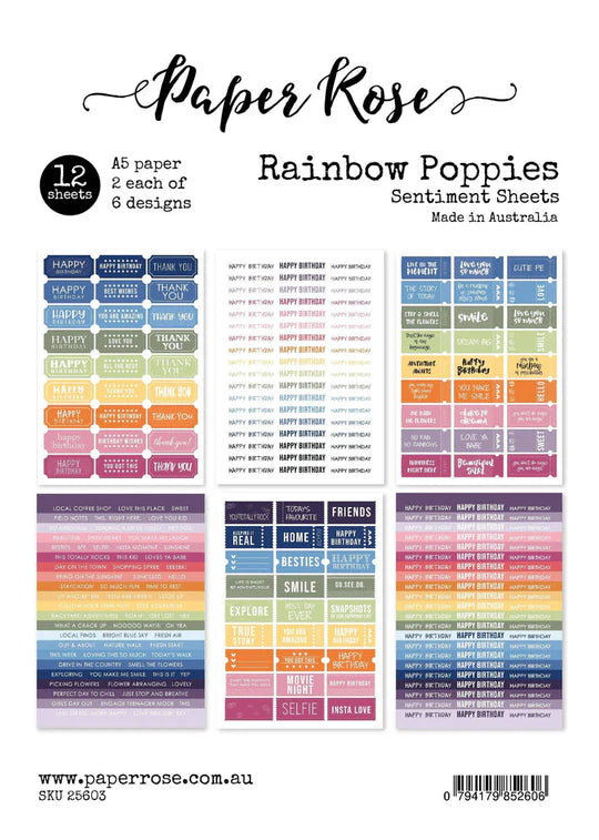 Paper Rose  Die Cuts - Rainbow Poppies Sentiment Sheets