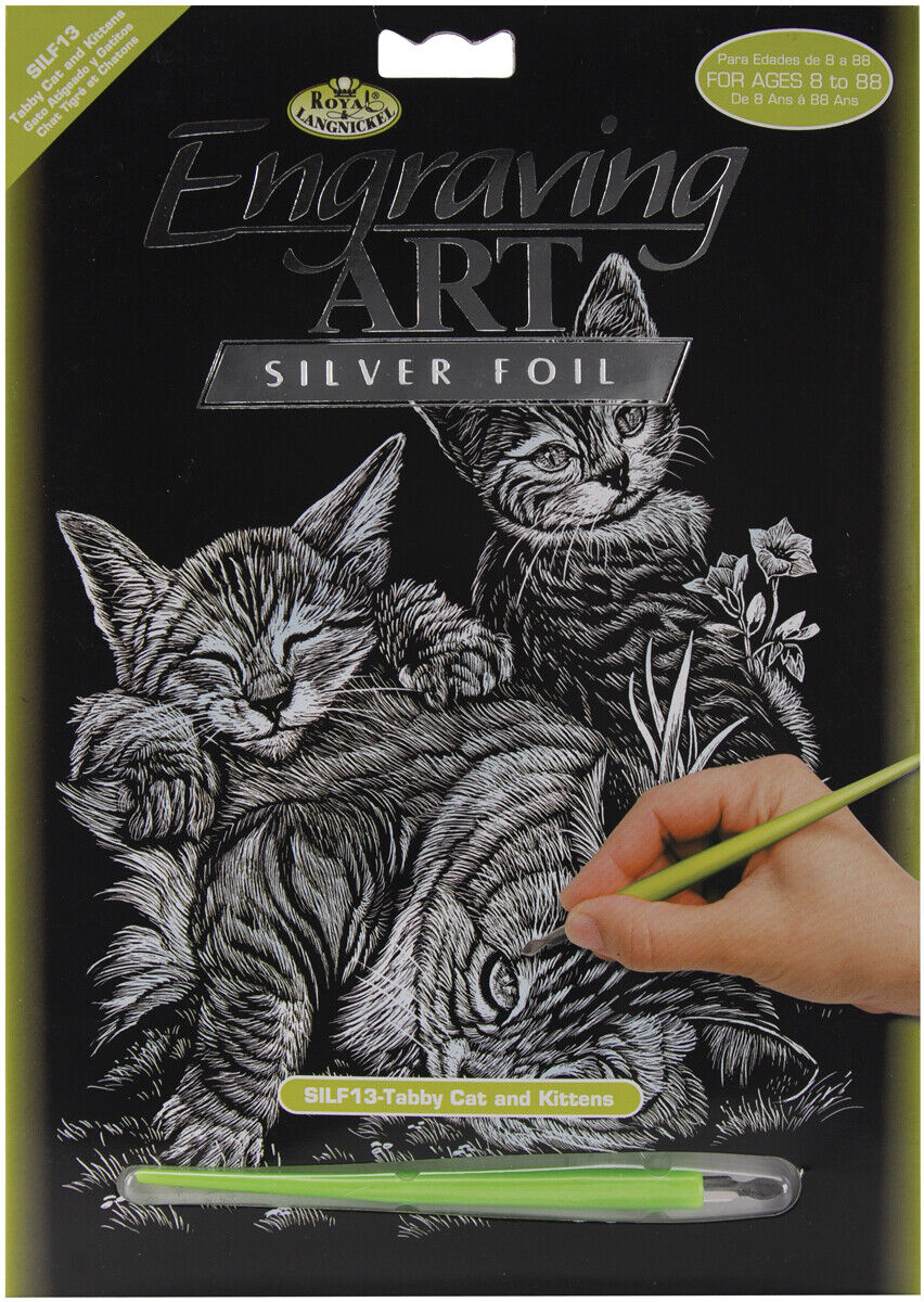 Engraving Art - Silver Foil - Cat/Kitten