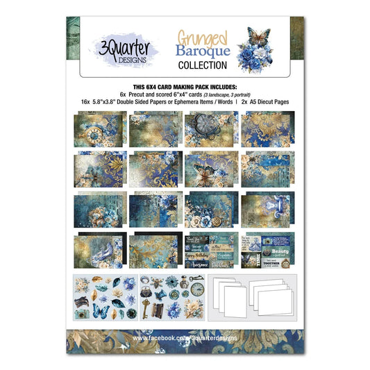 3 Quarter Designs - Grunged Baroque 6x4 Card Pack