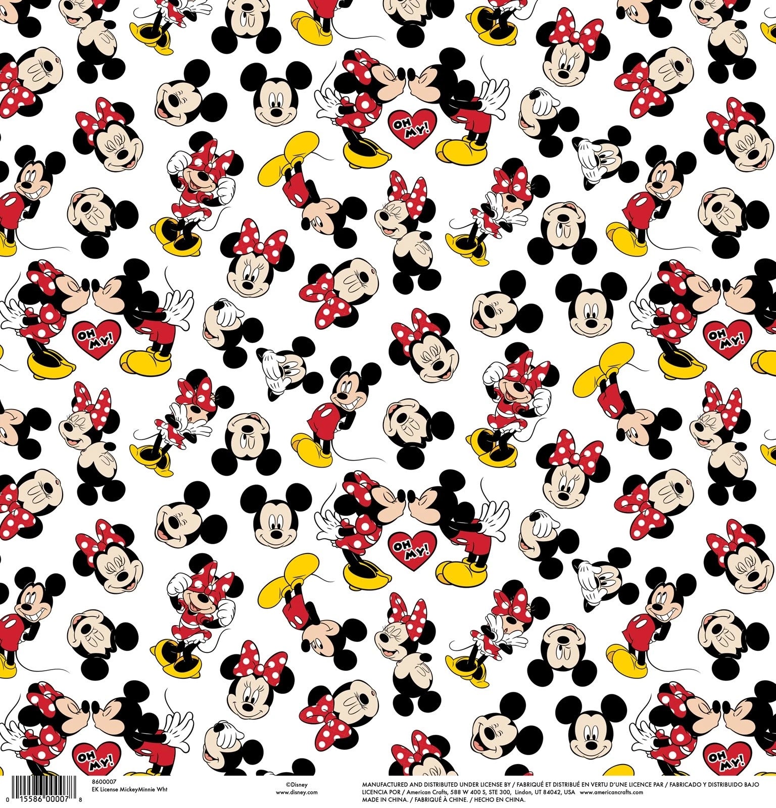 Mickey & Minnie  White Disney 12 x 12 paper