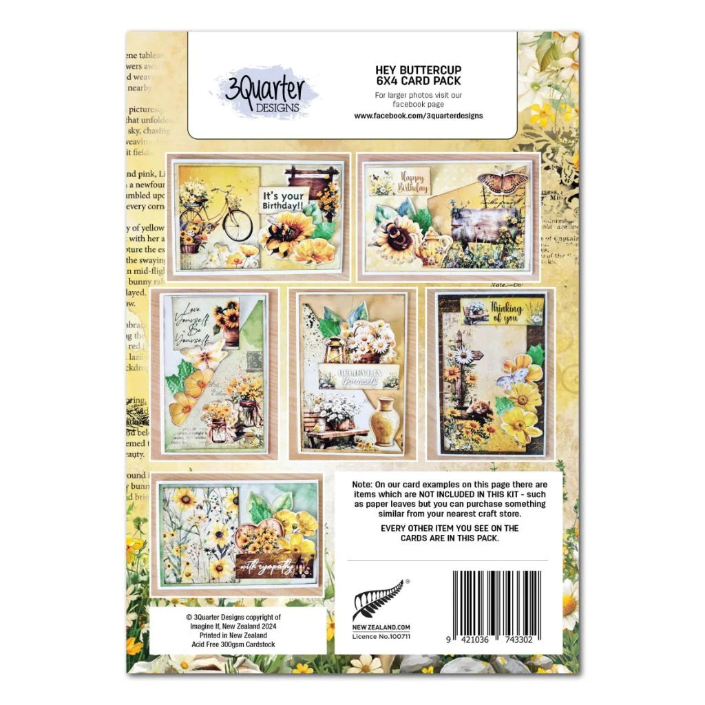3 Quarter Designs - Hey Buttercup 6x4 Card Pack