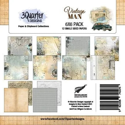 3 Quarter Designs Vintage Man 6"x6"