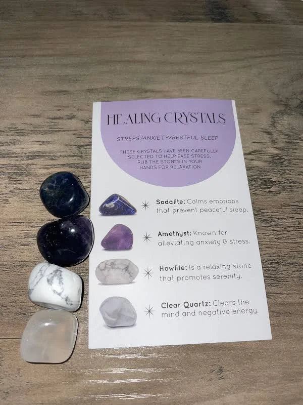 Stress Healing Crystal Set with Moon Trinket Dish 