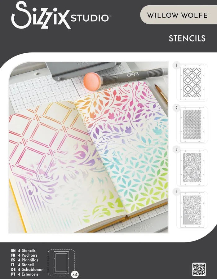 Sizzix Studio - Willow Wolfe Stencils - Backgrounds