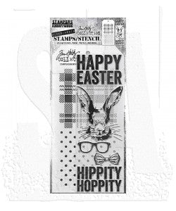 Stamp/Stencil - Stampers Anonymous - Mixed Media Hipster Bunny