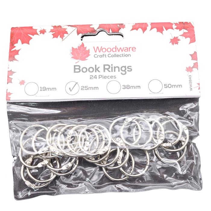 Woodware Craft Collection - 25mm Book Rings Pk24