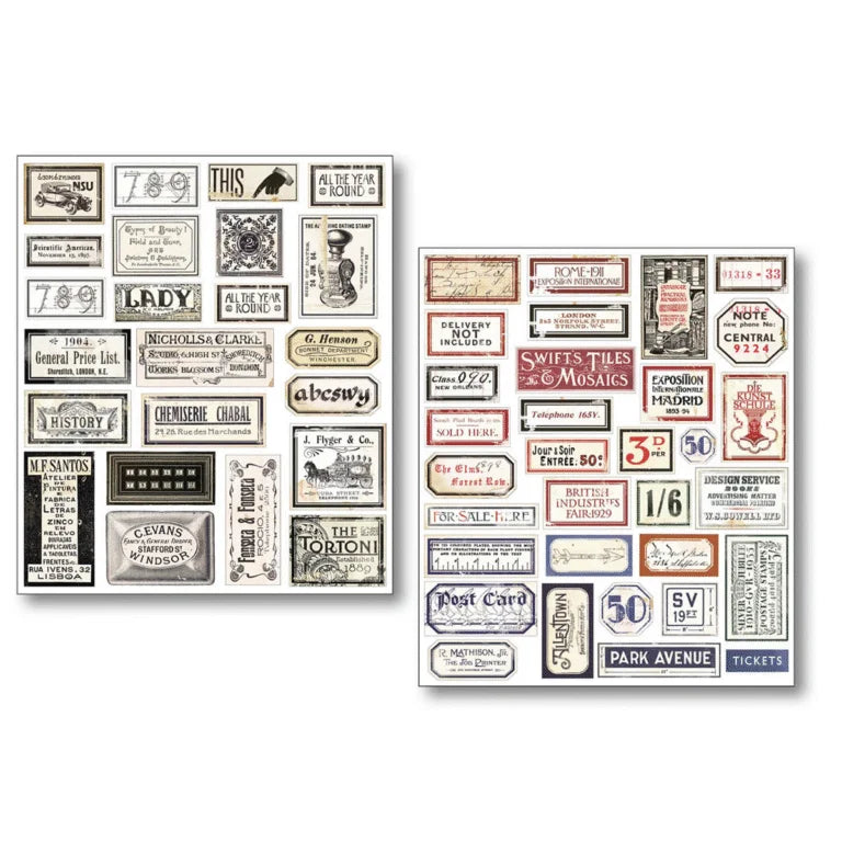 Mixed Media Stickers –Vintage Script Pack of 10