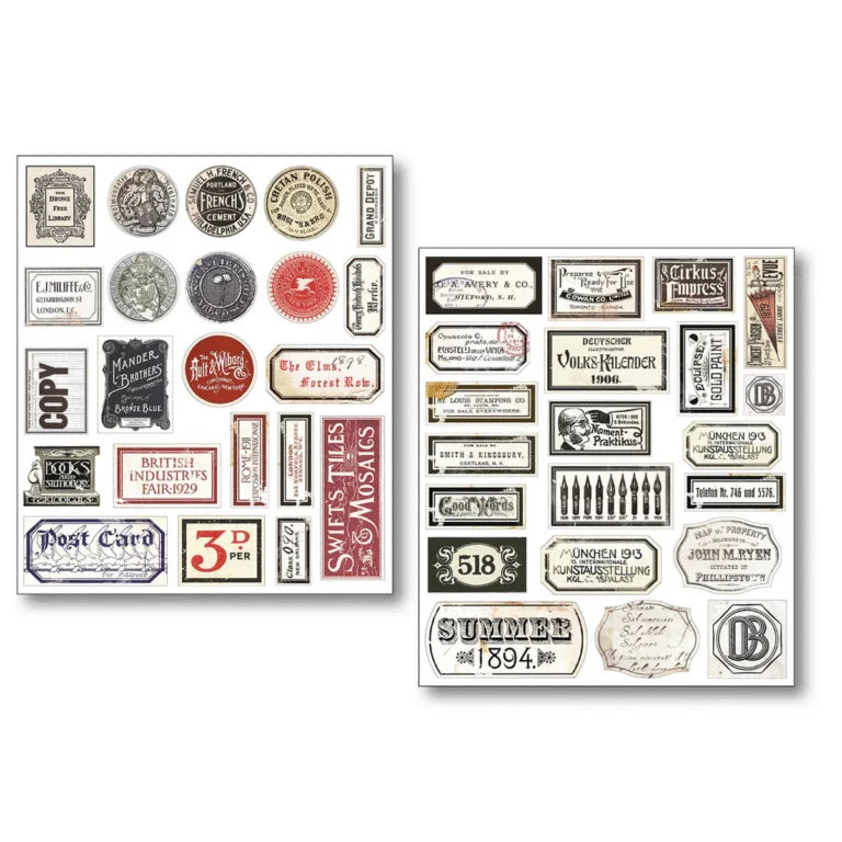 Mixed Media Stickers –Vintage Script Pack of 10