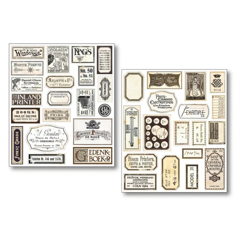 Mixed Media Stickers –Vintage Script Pack of 10