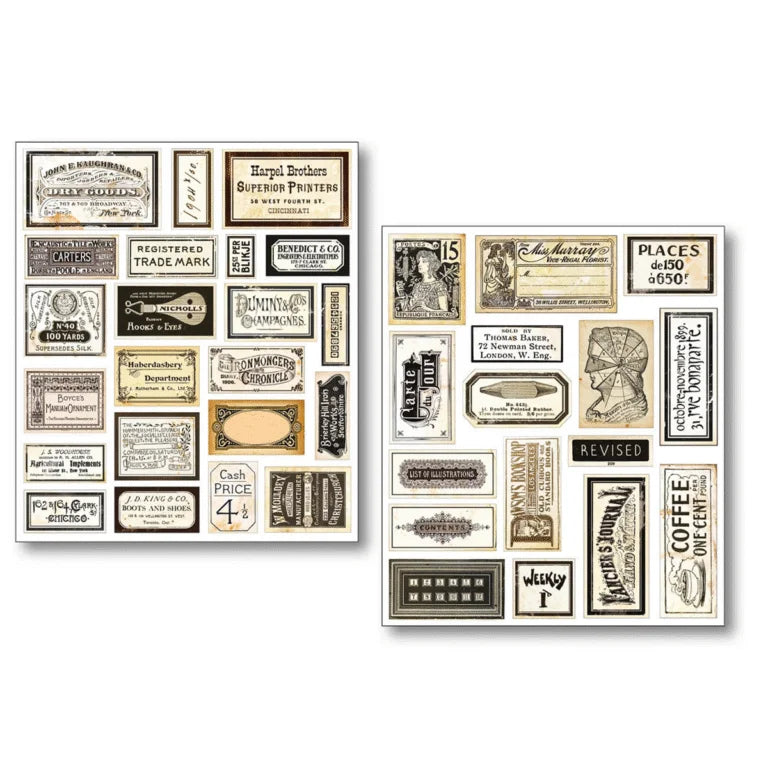 Mixed Media Stickers –Vintage Script Pack of 10