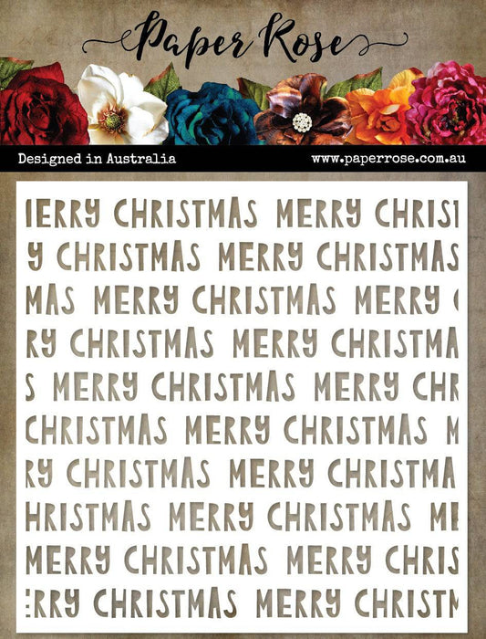 Paper Rose - Wonky Merry Christmas Text 6'x6' Stencil