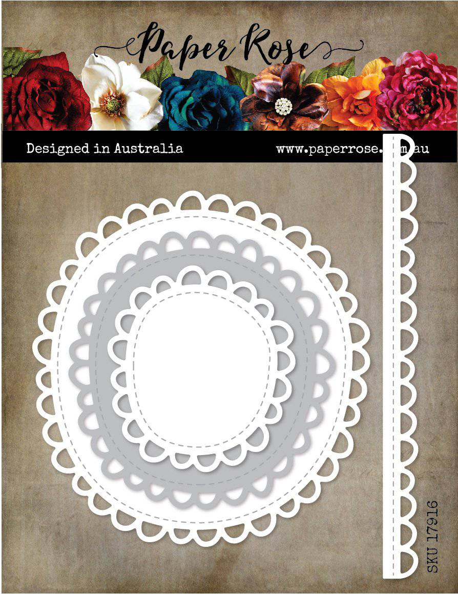 Paper Rose -  Metal Cutting Die - Wonky Scalloped Circles & Border